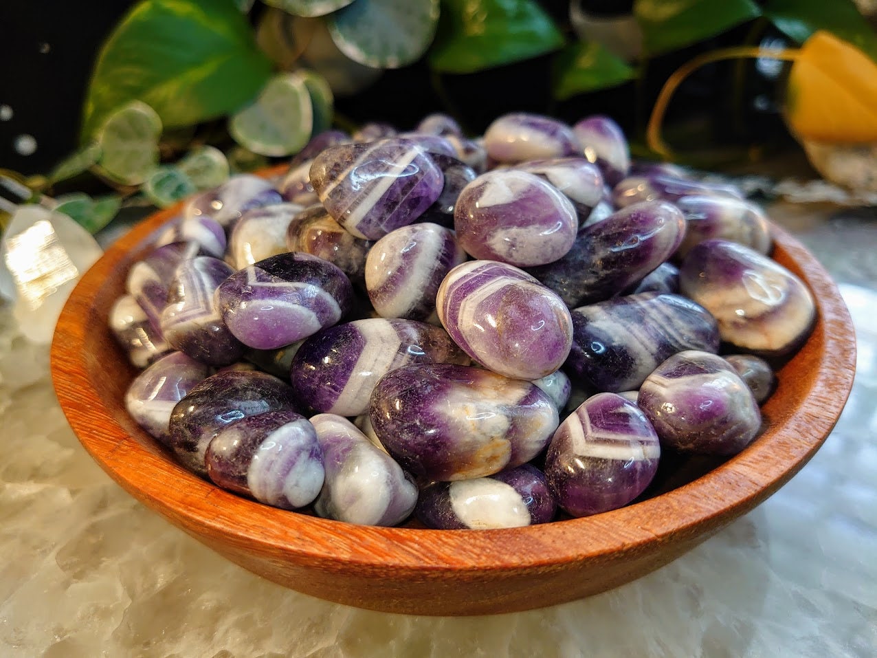 1"-1.5" Chevron Amethyst Tumbled Stone / Polished Pebble / for Crystal Healing & Grids/ Reiki/ Meditation/ Energy Work / Gifts