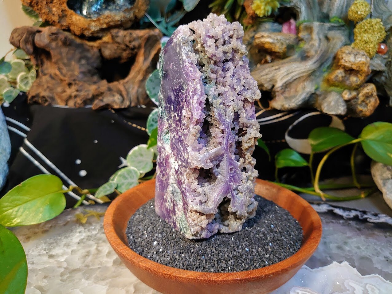 6" Grape Agate Tower/Generator/Obelisk Partially Polished for Crystal Healing/ Gemstone Home and Altar Decor/ Reiki/ Meditation