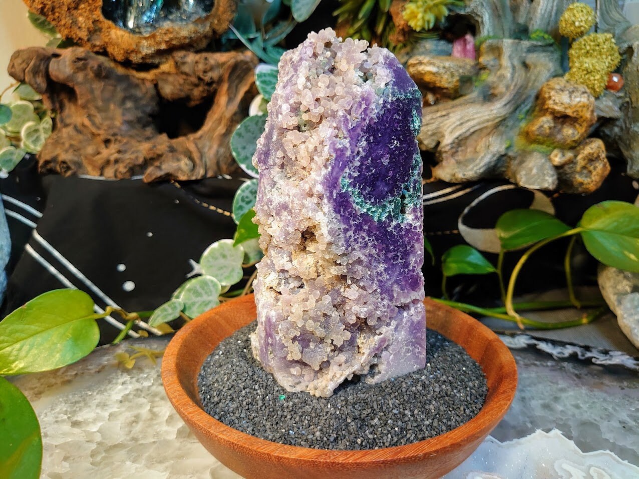6" Grape Agate Tower/Generator/Obelisk Partially Polished for Crystal Healing/ Gemstone Home and Altar Decor/ Reiki/ Meditation