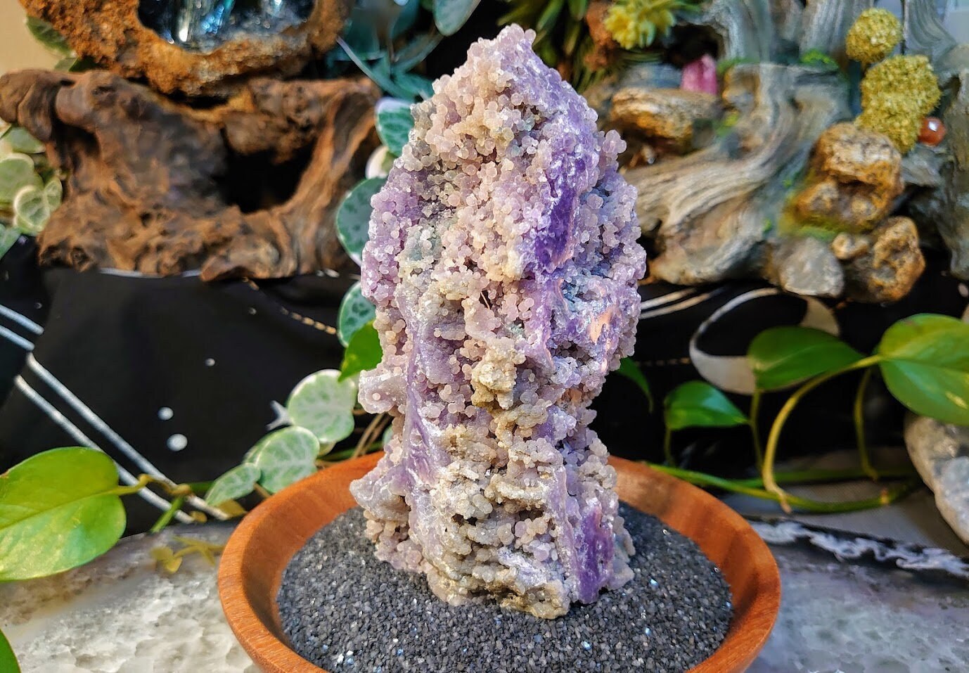 6" Grape Agate Tower/Generator/Obelisk Partially Polished for Crystal Healing/ Gemstone Home and Altar Decor/ Reiki/ Meditation