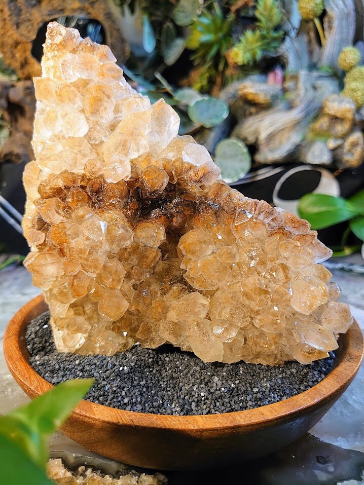 880g Large Natural Limonite Quartz/Citrine Cluster with Phantoms from Zambia, Africa for Crystal Healing / Reiki / Home & Altar Decor