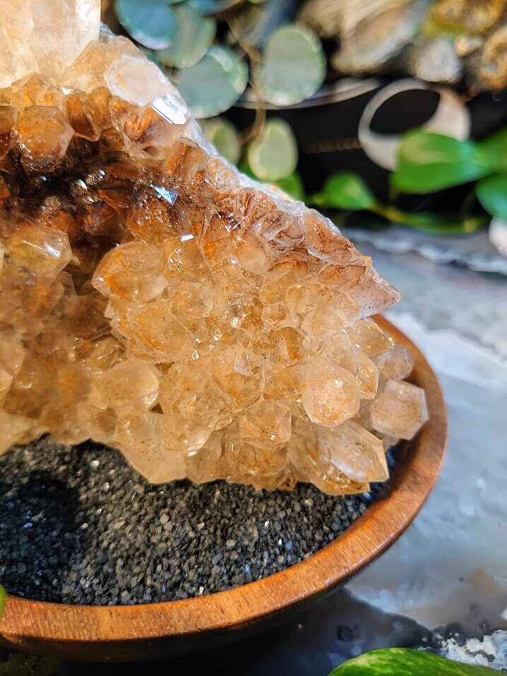 880g Large Natural Limonite Quartz/Citrine Cluster with Phantoms from Zambia, Africa for Crystal Healing / Reiki / Home & Altar Decor