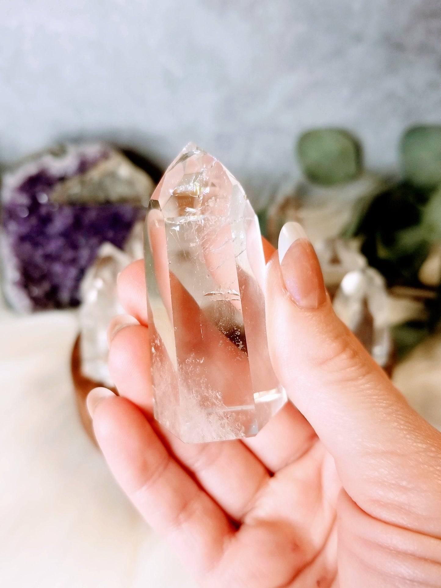 MEDIUM Water Clear Quartz Generator/ Point/ Tower/ Obelisk/ for Crystal Healing and Grids/ Reiki/ Meditation/ Gemstone Home & Altar Decor