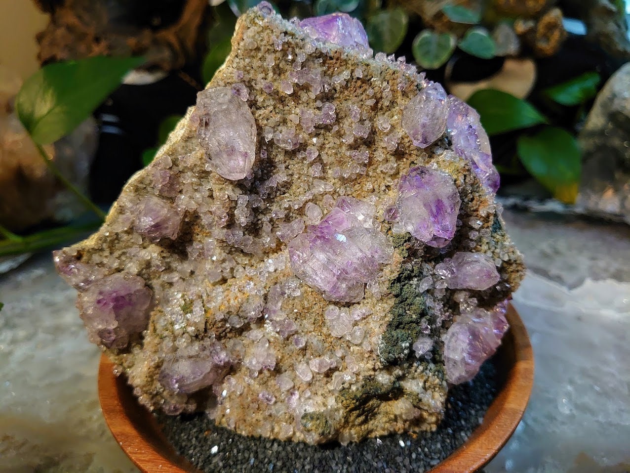 936g Double Terminated Amethyst Clusters and Druzy on Matrix from Karur, India for Collection / Home and Altar Decor / Self Standing