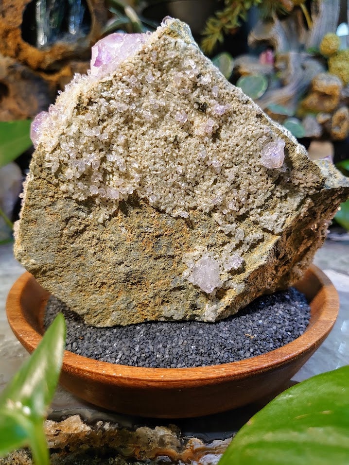 936g Double Terminated Amethyst Clusters and Druzy on Matrix from Karur, India for Collection / Home and Altar Decor / Self Standing