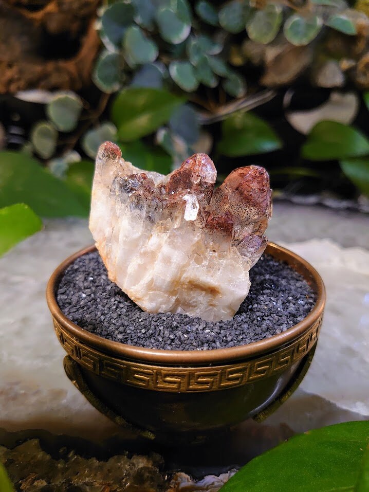 77.6g Fire Quartz Cluster with Phantoms / Hematoid Quartz for Crystal Healing / Meditation / Reiki / Home and Altar Decor