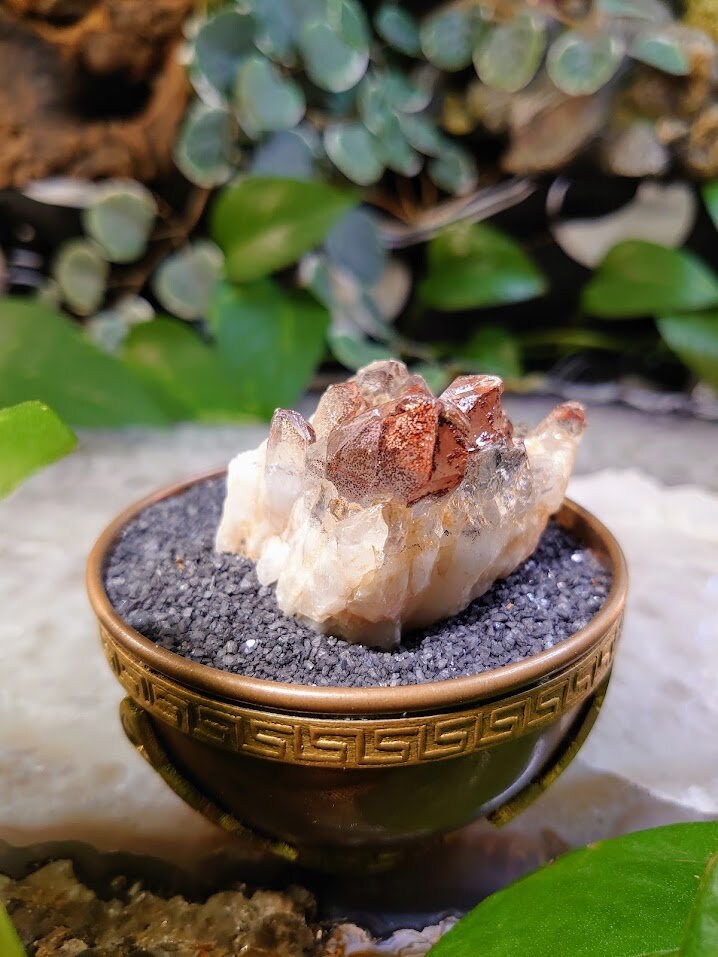 77.6g Fire Quartz Cluster with Phantoms / Hematoid Quartz for Crystal Healing / Meditation / Reiki / Home and Altar Decor