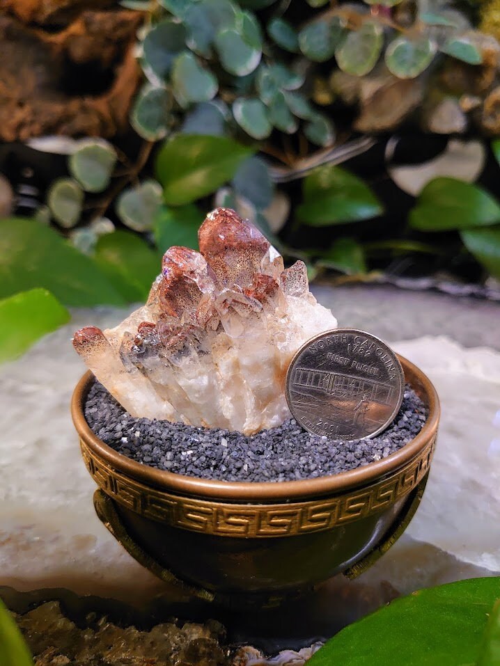 77.6g Fire Quartz Cluster with Phantoms / Hematoid Quartz for Crystal Healing / Meditation / Reiki / Home and Altar Decor