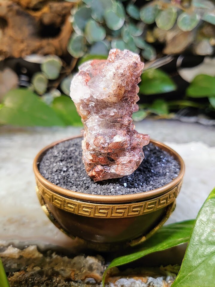 121g Fire Quartz Cluster of Double Terminations with Phantoms / Hematoid Quartz for Crystal Healing / Meditation / Reiki/ Home & Altar Decor