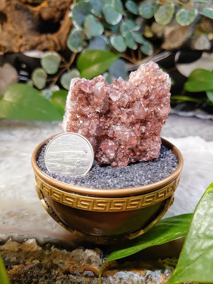 121g Fire Quartz Cluster of Double Terminations with Phantoms / Hematoid Quartz for Crystal Healing / Meditation / Reiki/ Home & Altar Decor