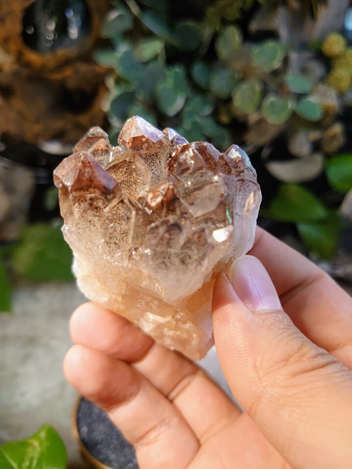 149g Fire Quartz Cluster with Phantoms / Hematoid Quartz for Crystal Healing / Meditation / Reiki / Home and Altar Decor
