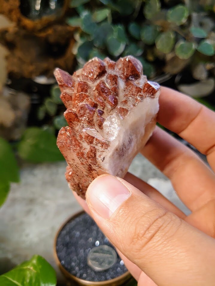 145g Fire Quartz Cluster with Phantoms / Hematoid Quartz for Crystal Healing / Meditation / Reiki / Home and Altar Decor