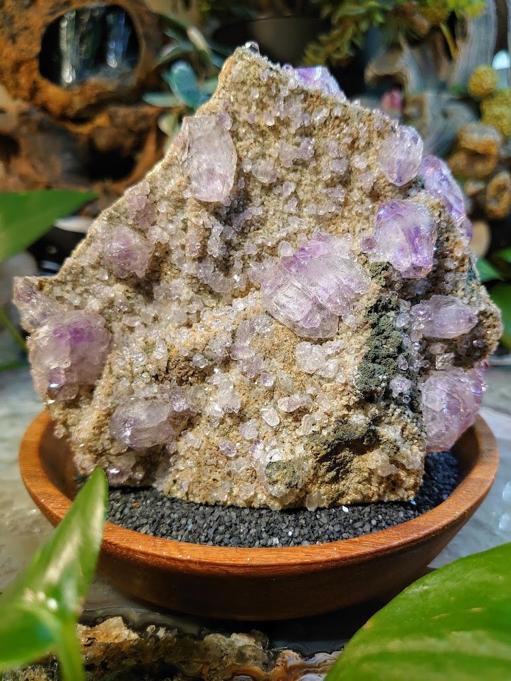 936g Double Terminated Amethyst Clusters and Druzy on Matrix from Karur, India for Collection / Home and Altar Decor / Self Standing