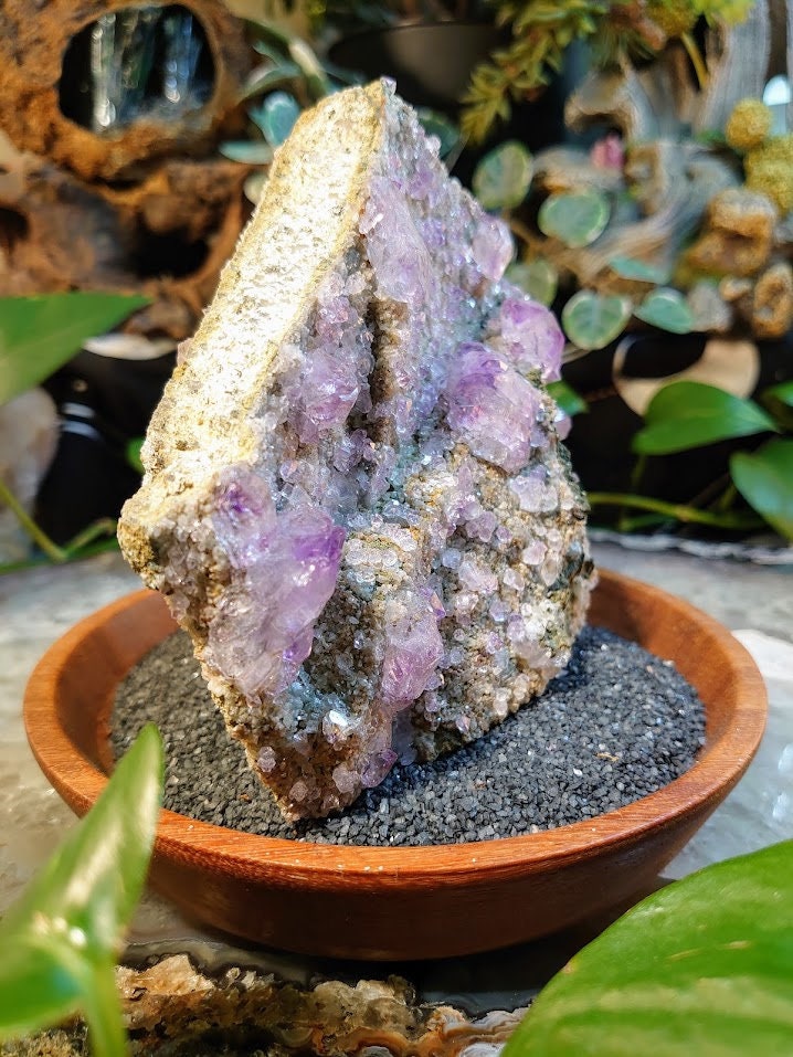 936g Double Terminated Amethyst Clusters and Druzy on Matrix from Karur, India for Collection / Home and Altar Decor / Self Standing