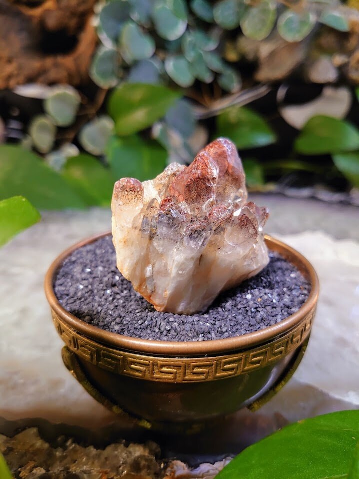 77.6g Fire Quartz Cluster with Phantoms / Hematoid Quartz for Crystal Healing / Meditation / Reiki / Home and Altar Decor