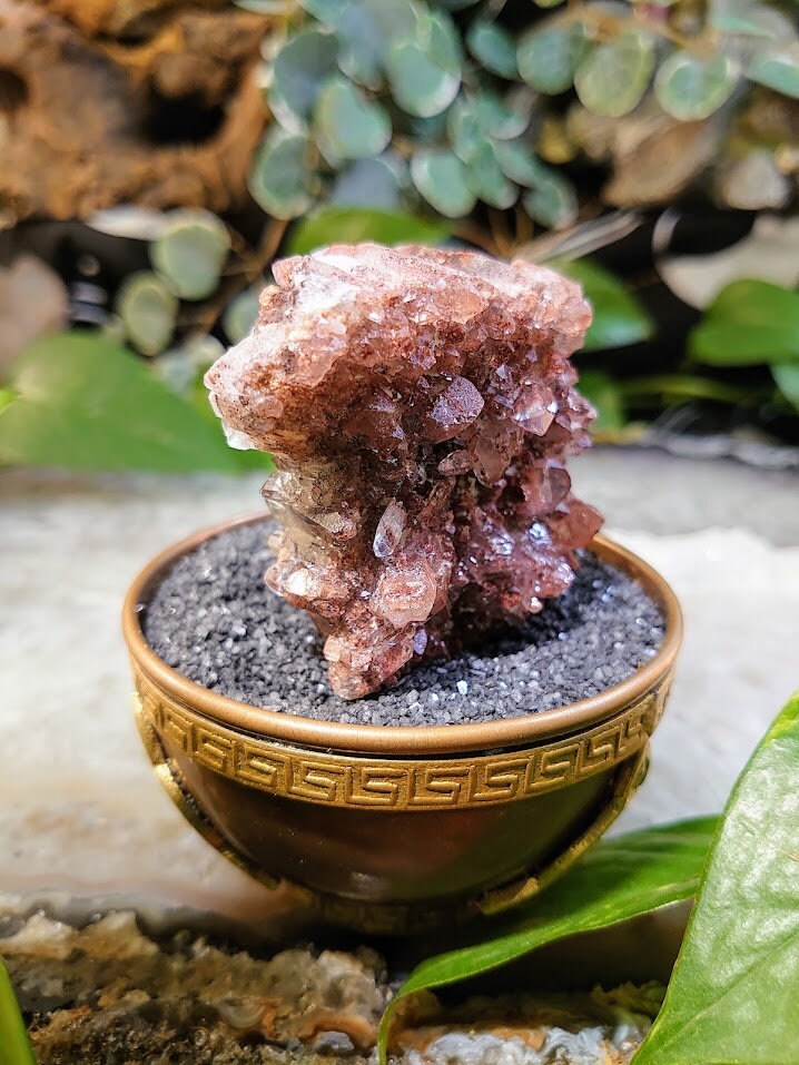 121g Fire Quartz Cluster of Double Terminations with Phantoms / Hematoid Quartz for Crystal Healing / Meditation / Reiki/ Home & Altar Decor
