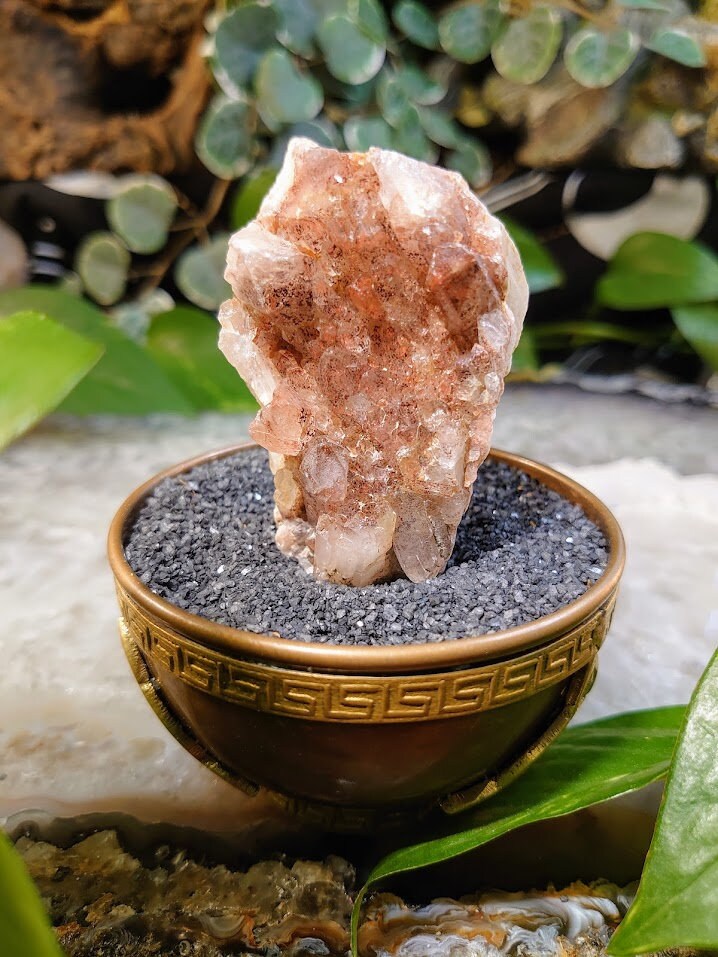 89g Fire Quartz Cluster with Phantoms / Hematoid Quartz for Crystal Healing / Meditation / Reiki / Home and Altar Decor