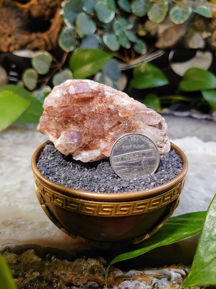 89g Fire Quartz Cluster with Phantoms / Hematoid Quartz for Crystal Healing / Meditation / Reiki / Home and Altar Decor