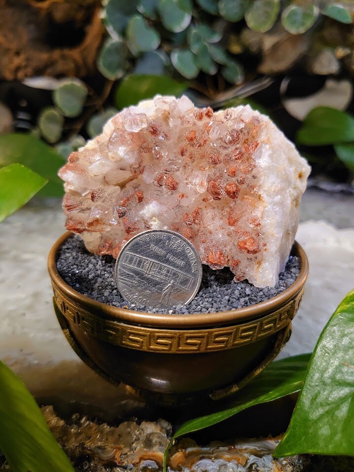 152g Fire Quartz Cluster with Phantoms / Hematoid Quartz for Crystal Healing / Meditation / Reiki / Home and Altar Decor