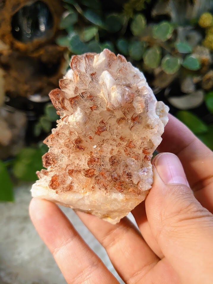 152g Fire Quartz Cluster with Phantoms / Hematoid Quartz for Crystal Healing / Meditation / Reiki / Home and Altar Decor