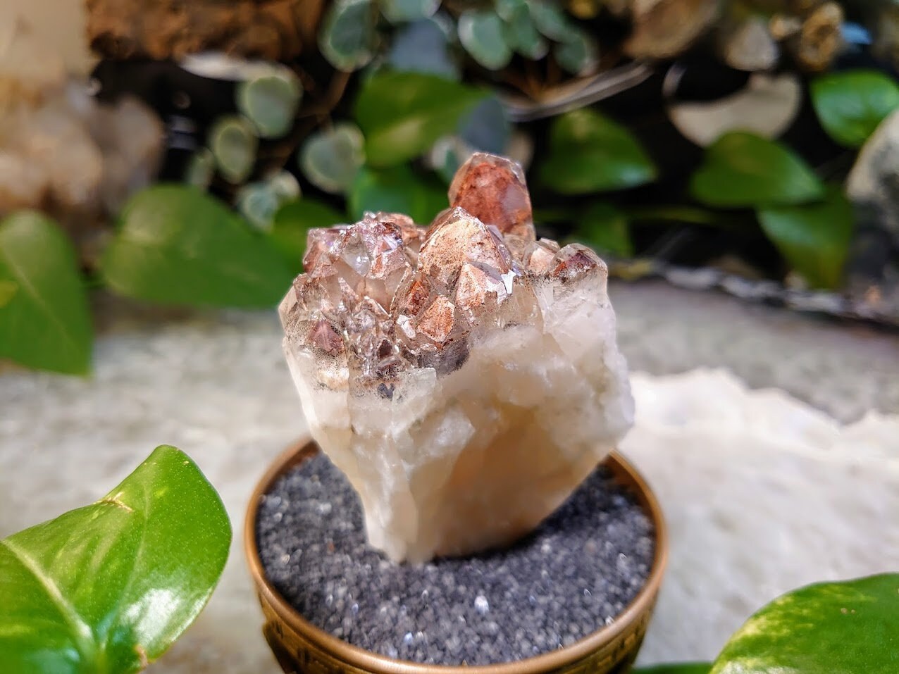 149g Fire Quartz Cluster with Phantoms / Hematoid Quartz for Crystal Healing / Meditation / Reiki / Home and Altar Decor