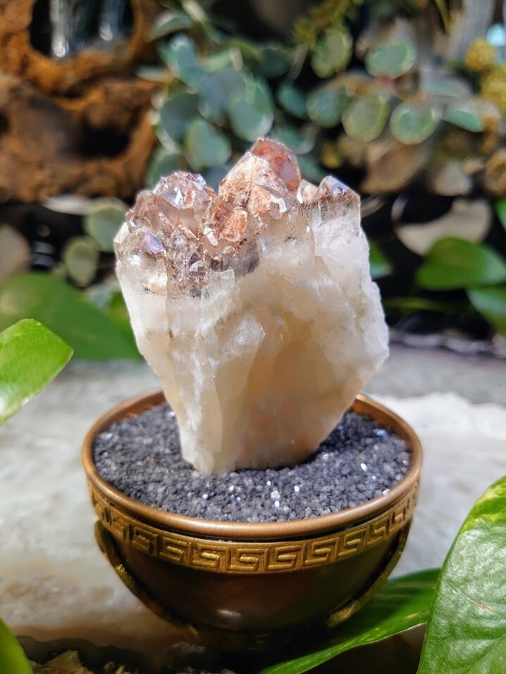 149g Fire Quartz Cluster with Phantoms / Hematoid Quartz for Crystal Healing / Meditation / Reiki / Home and Altar Decor