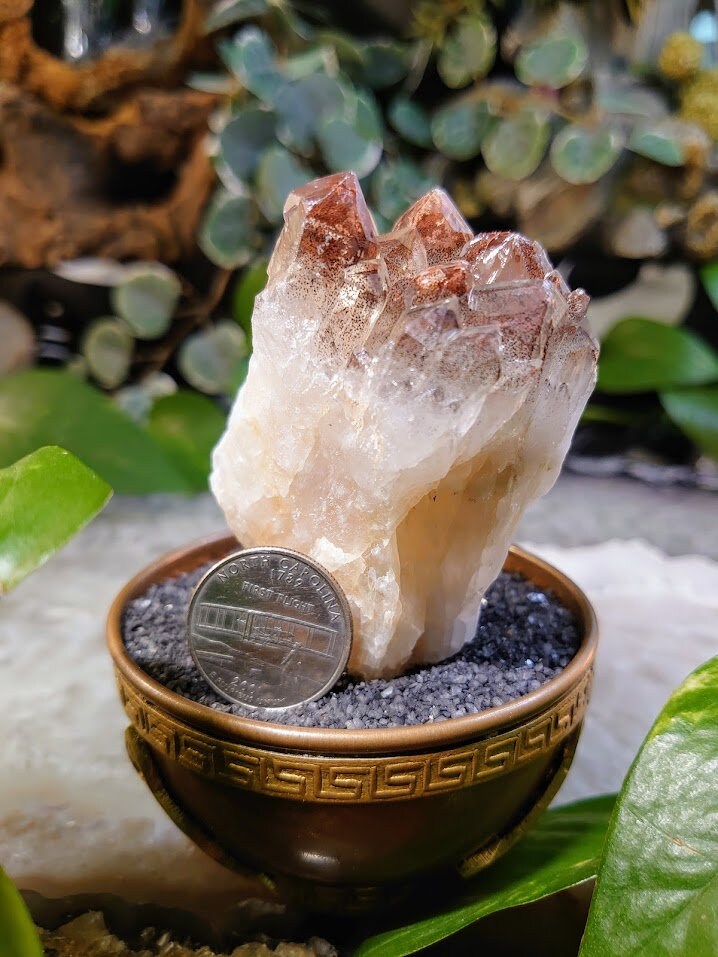 149g Fire Quartz Cluster with Phantoms / Hematoid Quartz for Crystal Healing / Meditation / Reiki / Home and Altar Decor
