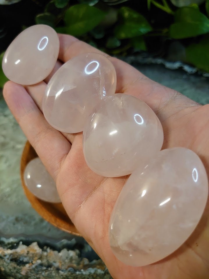 Polished Rose Quartz Palm Stones from Madagascar for Crystal Healing/ Reiki/ Meditation/ Crystal & Mineral Collectors