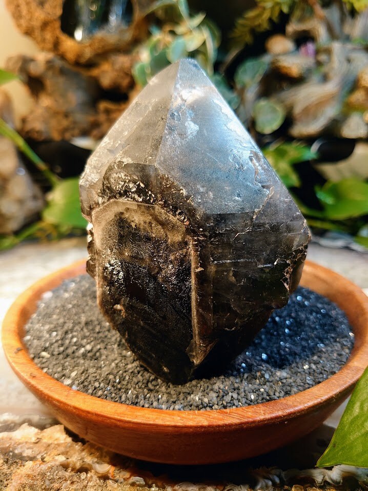 814g Large Skeletal Morion Quartz Point from Minas Gerais, Brazil for Collection / Black Quartz / Home & Altar Decor