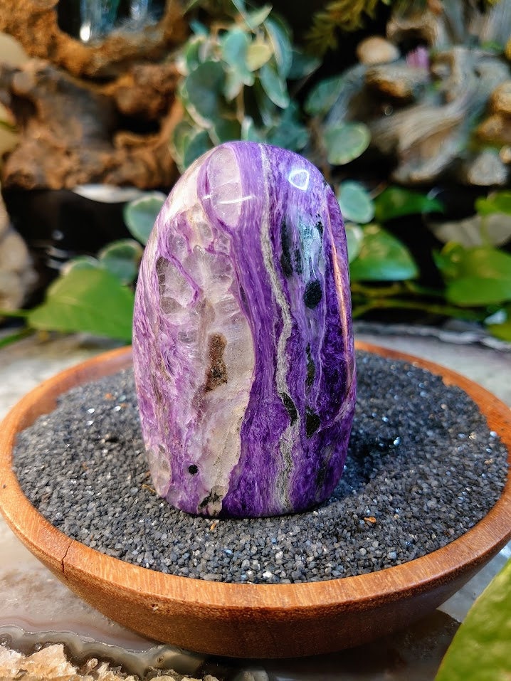 410g High Grade Charoite Polished Free Form / Self Standing for Home & Altar Decor / Meditation / Collection