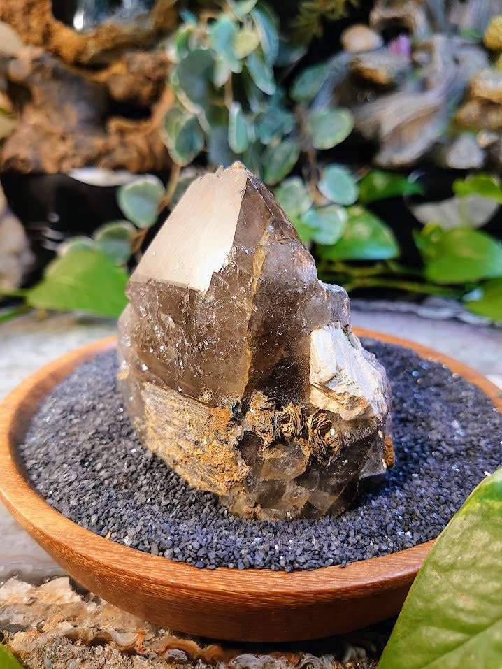 286g Natural Smoky Quartz Cluster with Heavy Etching from Malawi, Africa for Collection / Home & Altar Decor / Protection / Crystal Healing