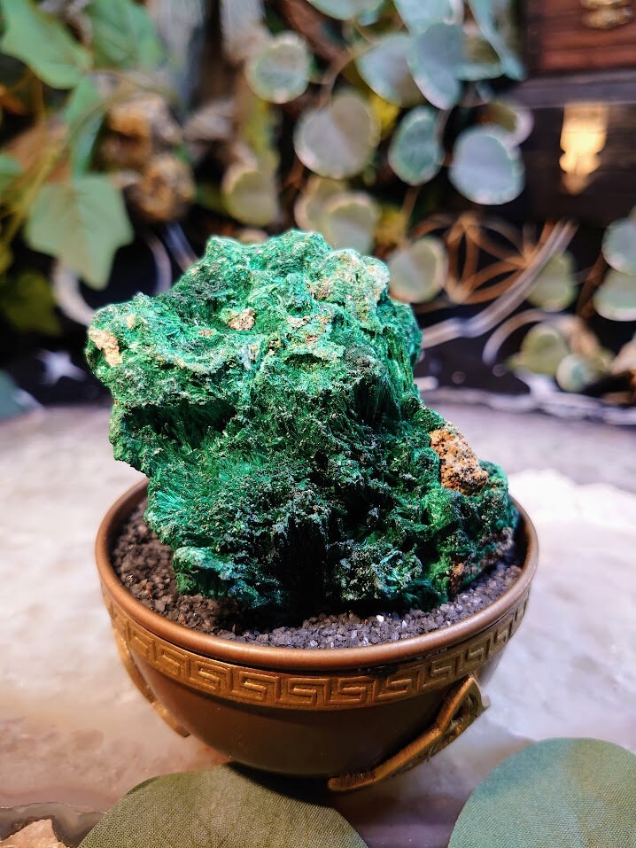 215g Silky Fibrous Malachite Specimen from Kasompe, Congo for Home and Altar Decor / Collection / Crystal Healing
