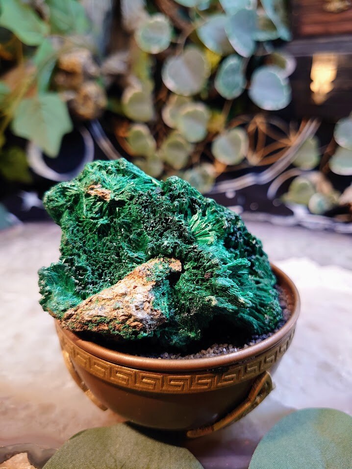 215g Silky Fibrous Malachite Specimen from Kasompe, Congo for Home and Altar Decor / Collection / Crystal Healing