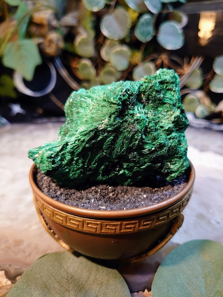 152g Silky Fibrous Malachite Specimen from Kasompe, Congo for Home and Altar Decor / Collection / Crystal Healing