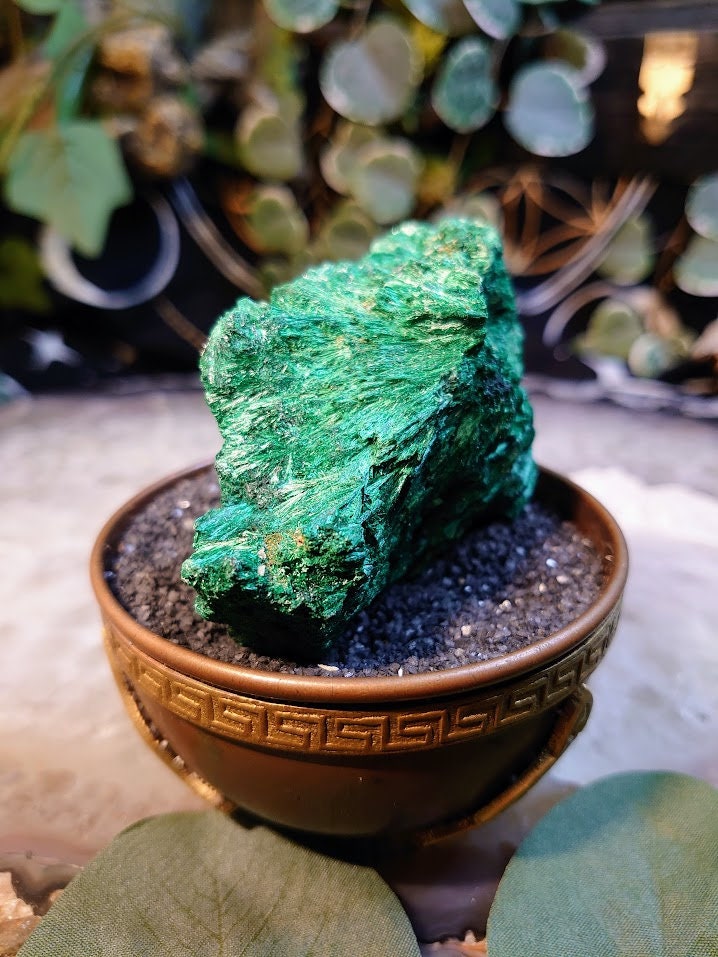 152g Silky Fibrous Malachite Specimen from Kasompe, Congo for Home and Altar Decor / Collection / Crystal Healing