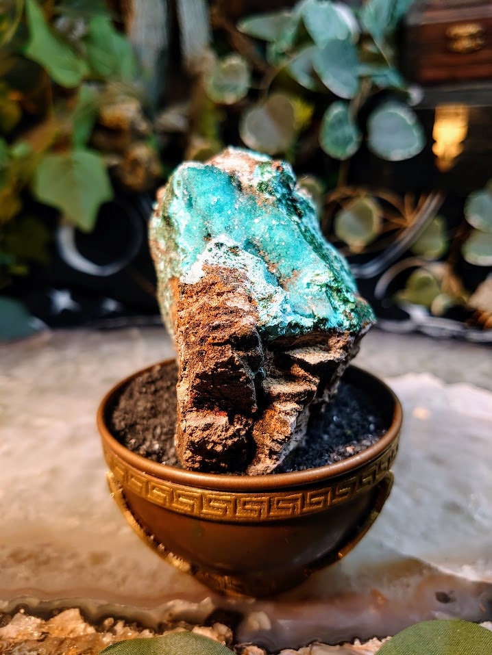 254g Natural Chrysocolla Druzy with Malachite on Matrix for Home and Altar Decor / Energy Work / Crystal Healing / Gifting for Her & Him