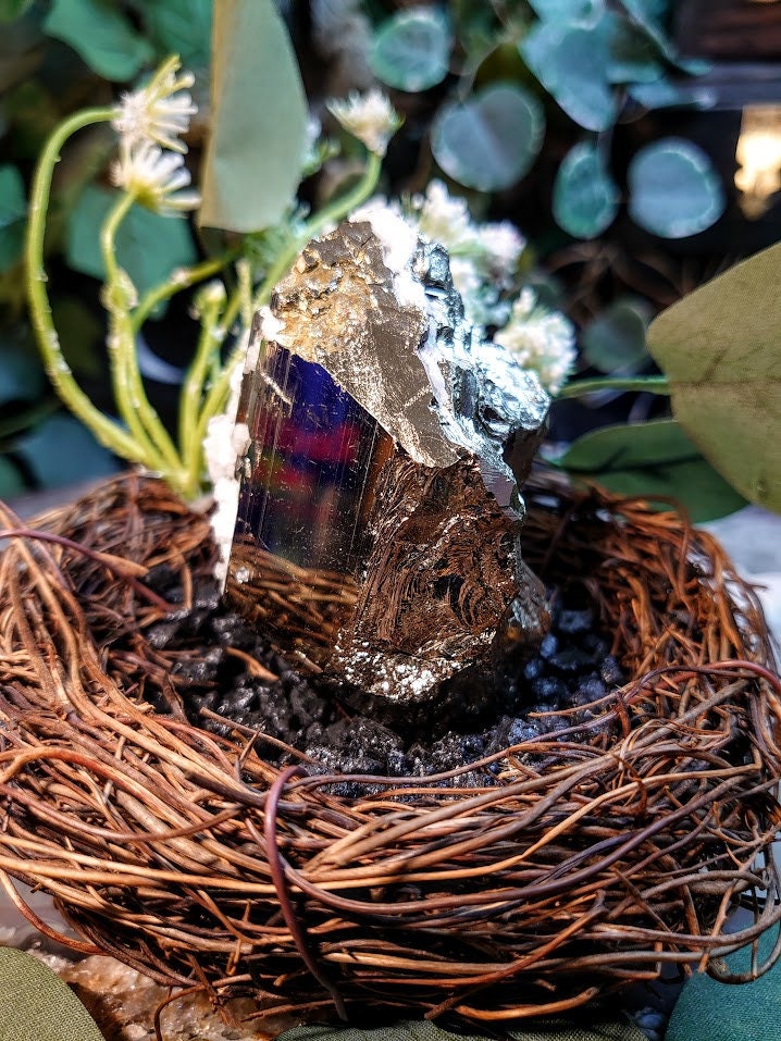 382g Beautiful Pyrite "Fool's Gold" Cluster with Quartz from Huanzala Mine, Peru, for Collection / Home and Altar Decor / Gifting