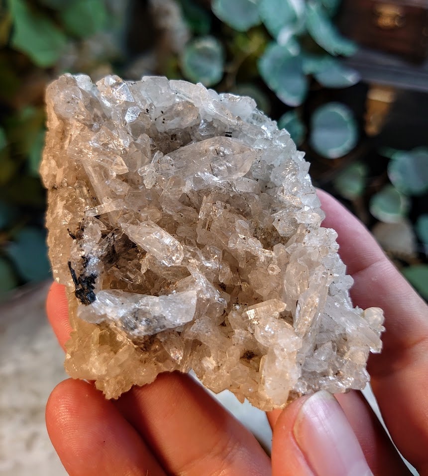 196g Quartz Cluster with Pyrite Inclusions and Calcite from Morocco for Home & Altar Decor / Collection / Energy / Gifting / ISH#003