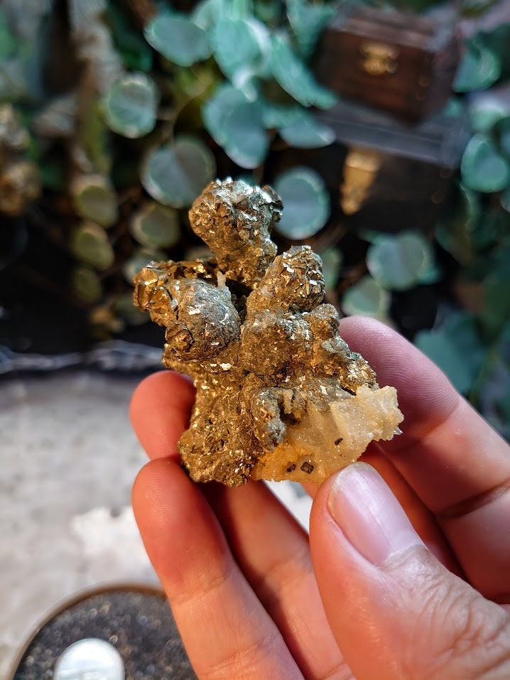 80g Cubic Pyrite Cluster with Calcite Inclusions from Morocco for Home & Altar Decor / Collection / Energy / Gifting / ISH#011