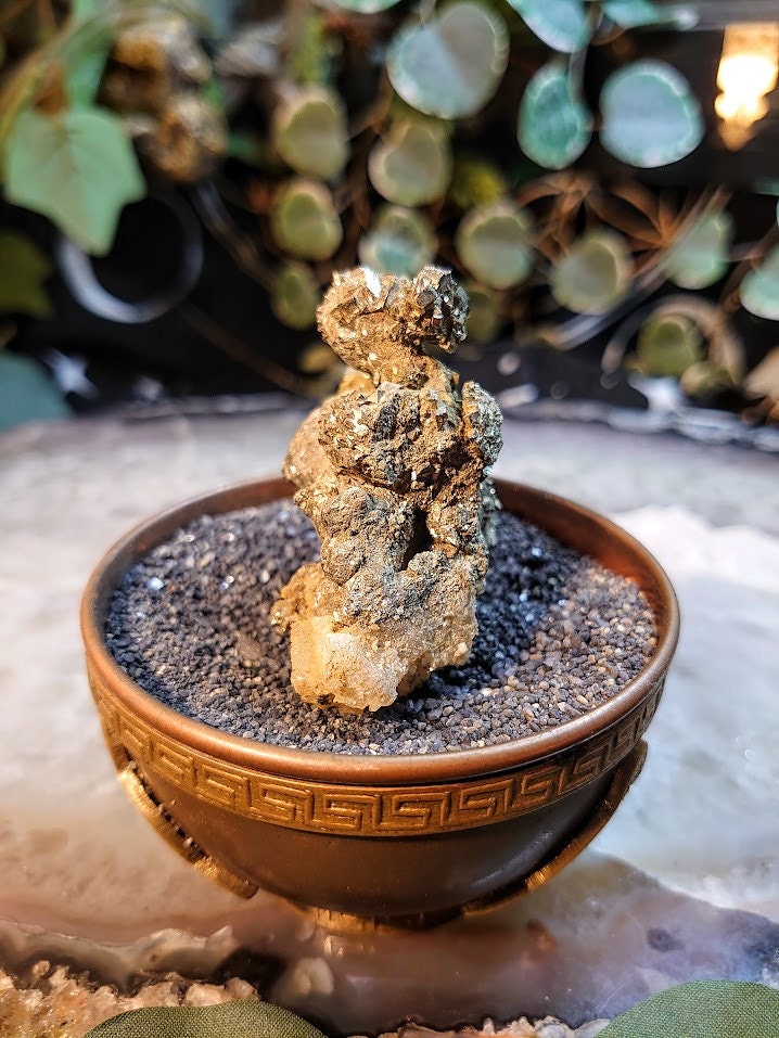 80g Cubic Pyrite Cluster with Calcite Inclusions from Morocco for Home & Altar Decor / Collection / Energy / Gifting / ISH#011