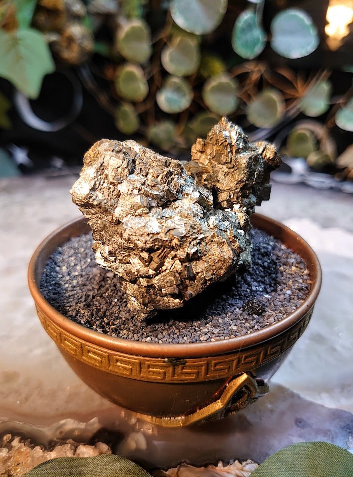 179g Cubic Pyrite Cluster "Heart of Gold" from Morocco for Home & Altar Decor / Collection / Energy / Gifting / ISH#022