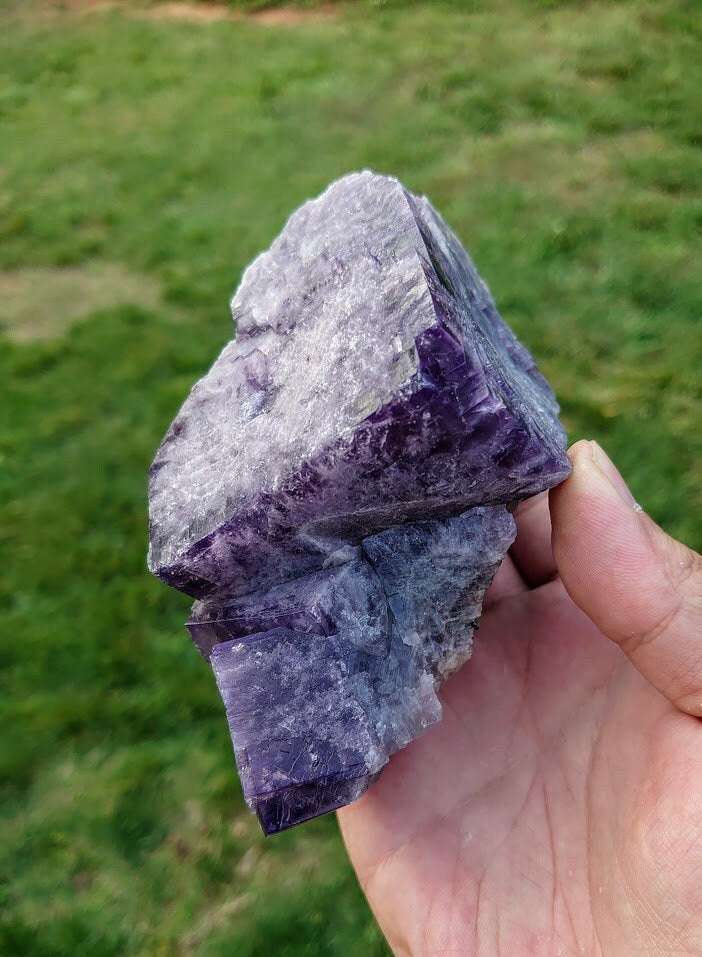 734g Purple Fluorite Cluster "Purple Rain Pocket" on Matrix From United Kingdom for Altar Decor / Meditation / Collection