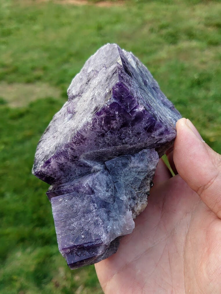 734g Purple Fluorite Cluster "Purple Rain Pocket" on Matrix From United Kingdom for Altar Decor / Meditation / Collection
