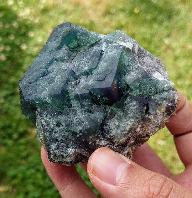 446g Naughty Gnome Pocket Green/Blue Fluorite Cluster "Diana Maria Mine" From United Kingdom for Home & Altar Decor / Collection