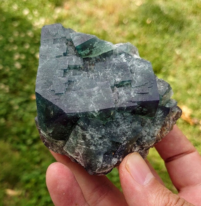446g Naughty Gnome Pocket Green/Blue Fluorite Cluster "Diana Maria Mine" From United Kingdom for Home & Altar Decor / Collection