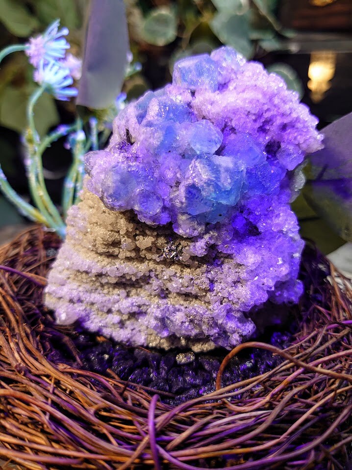 207g Cerro de Pasco Green Fluorite Cluster on Quartz with Pyrite from Peru for Altar Decor / Meditation / Collection / Energy Work
