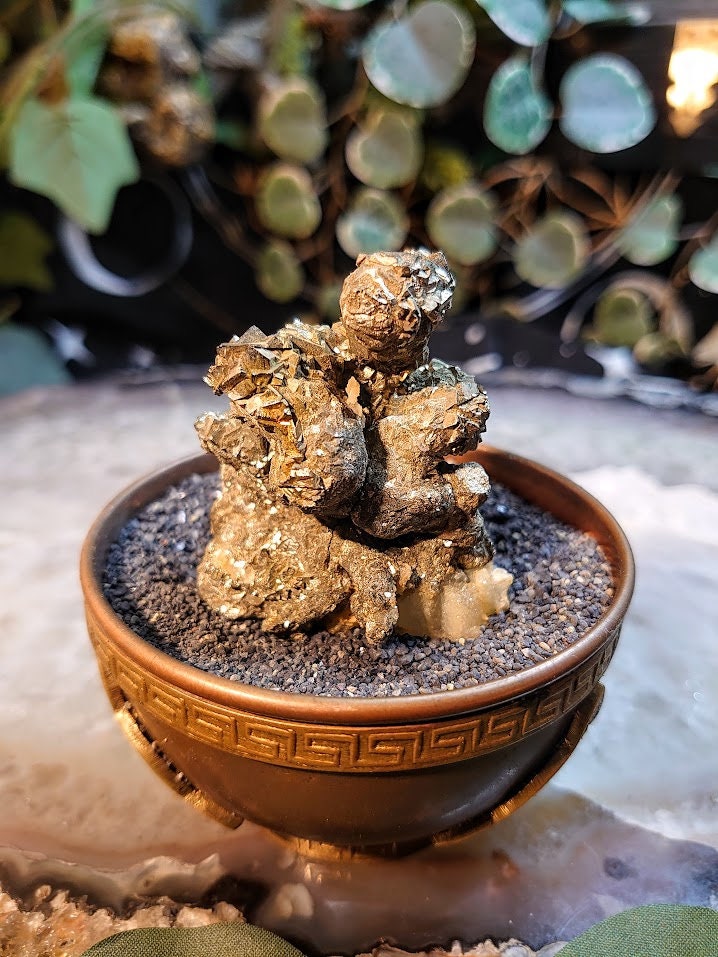 80g Cubic Pyrite Cluster with Calcite Inclusions from Morocco for Home & Altar Decor / Collection / Energy / Gifting / ISH#011