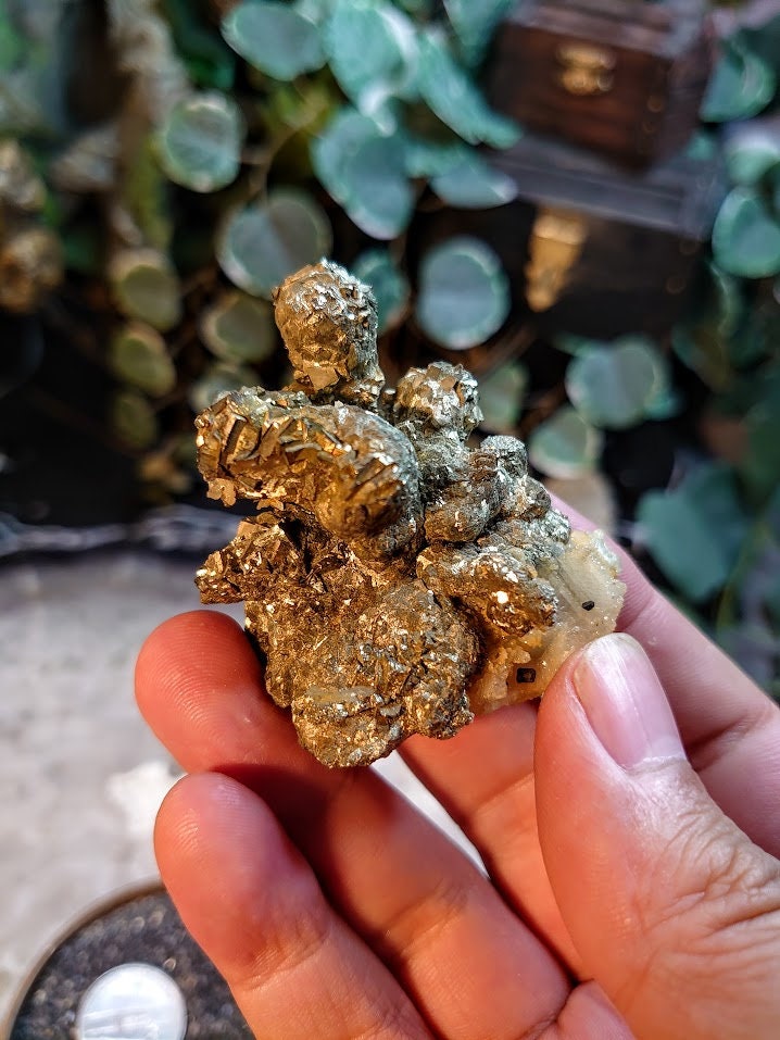 80g Cubic Pyrite Cluster with Calcite Inclusions from Morocco for Home & Altar Decor / Collection / Energy / Gifting / ISH#011