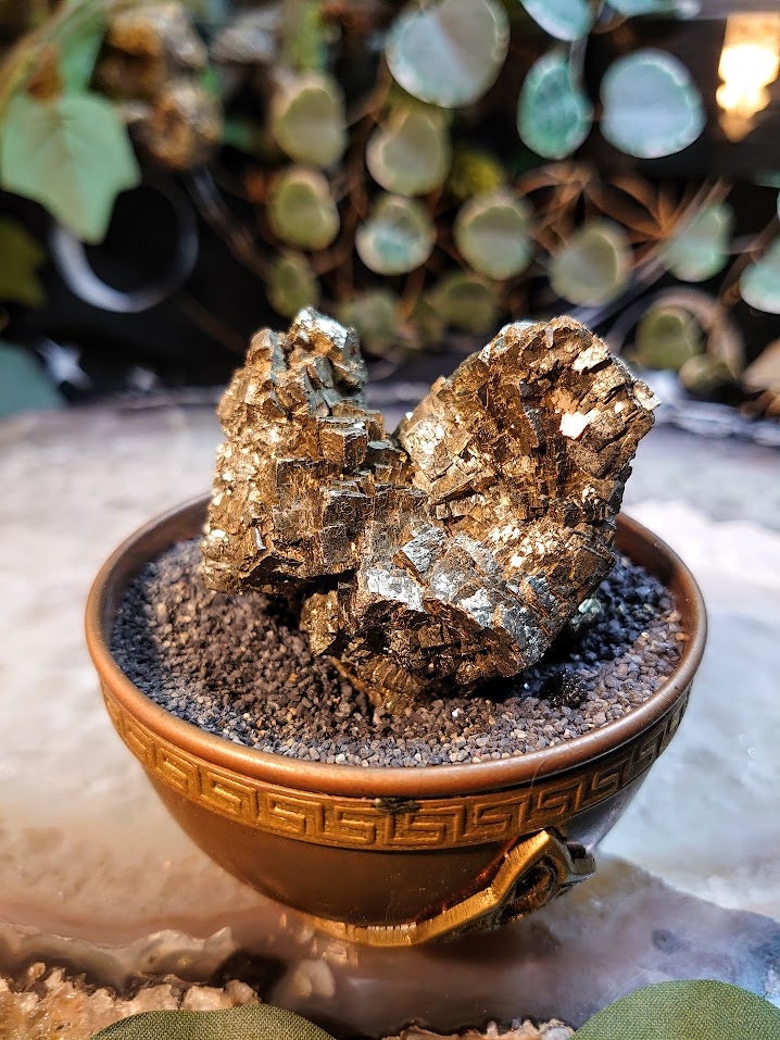 179g Cubic Pyrite Cluster "Heart of Gold" from Morocco for Home & Altar Decor / Collection / Energy / Gifting / ISH#022