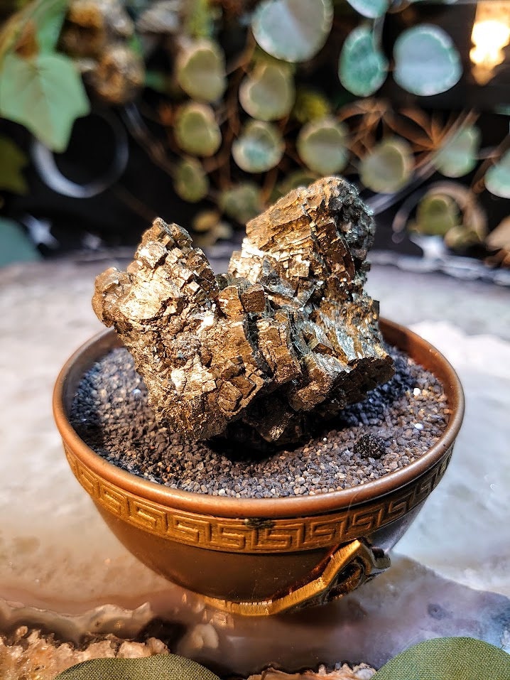 179g Cubic Pyrite Cluster "Heart of Gold" from Morocco for Home & Altar Decor / Collection / Energy / Gifting / ISH#022